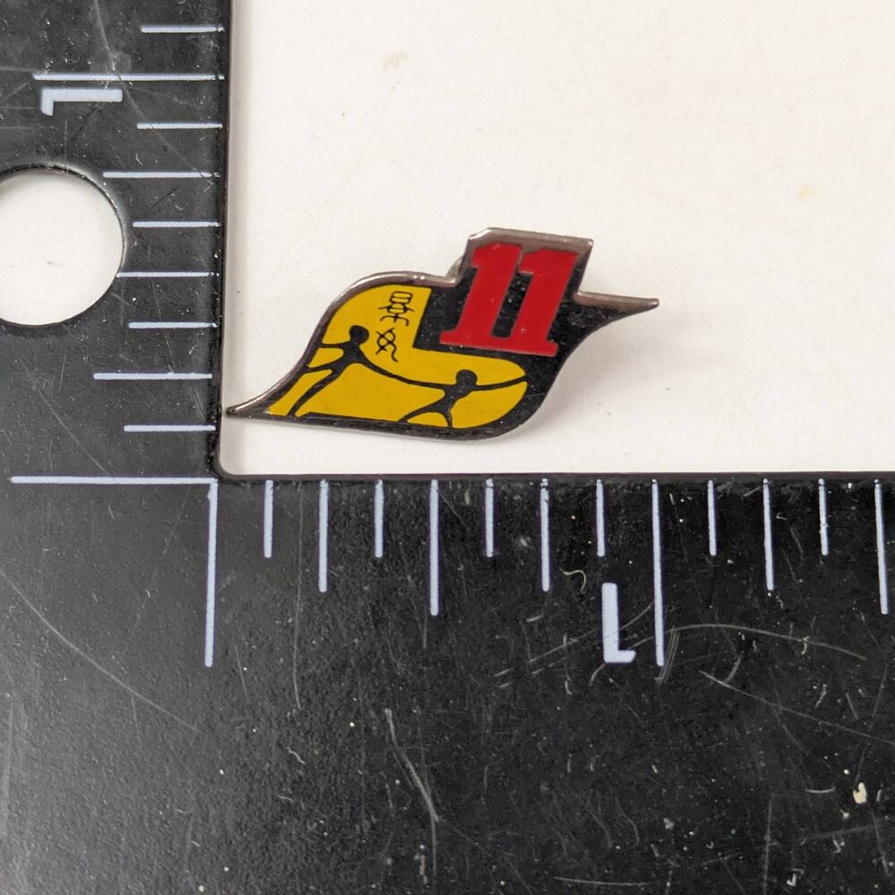 Vintage Chinese Enamel Sports Pin 11th National Games Relay Baton Running Badge